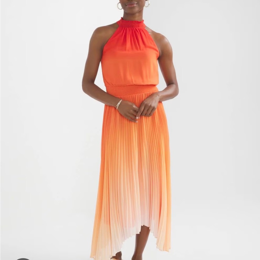 White House Black Market Ombré Orange High Low Dress